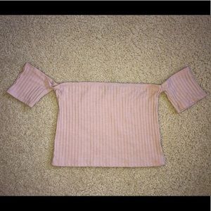 Kendall & Kylie Pink Off the Shoulder Crop Top